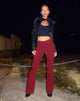 Imagen de Low Rise Bootleg Jeans en Cord Maroon