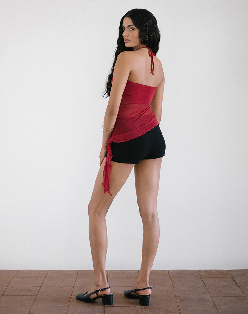 Image of Arabella Halterneck Top in Mesh Cherry