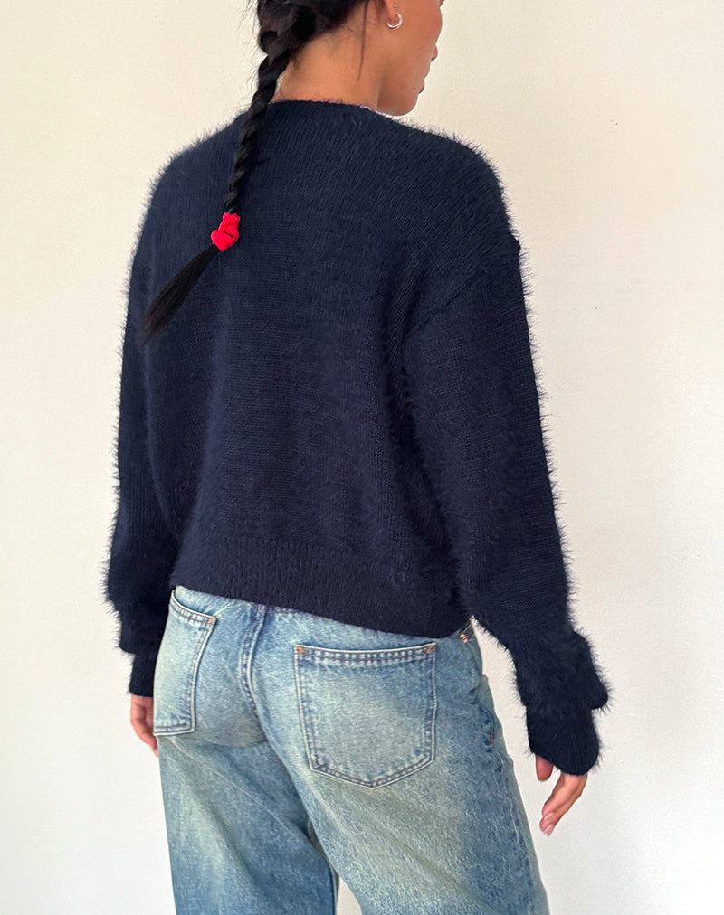 Imagen de Audrina Cardigan In Fluffy Knit Navy