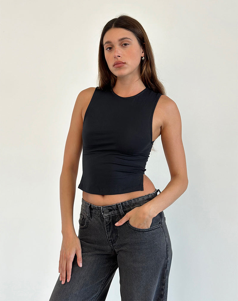 Baruna Tie Back Top in Black