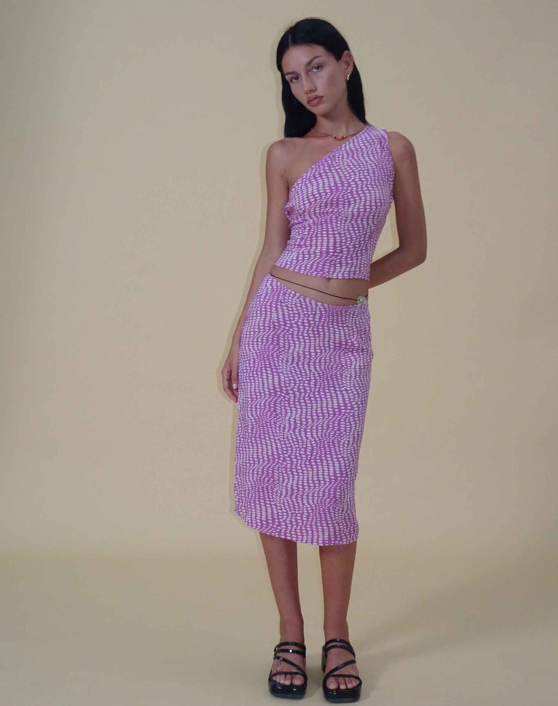 imagen de Harriet Midi Skirt in Wavy Polka Purple