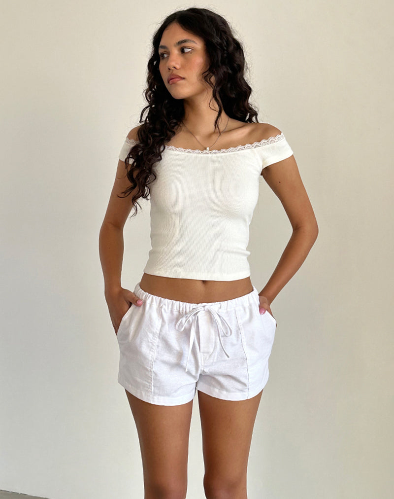 Image of Bolaxi Short in Off White Linen