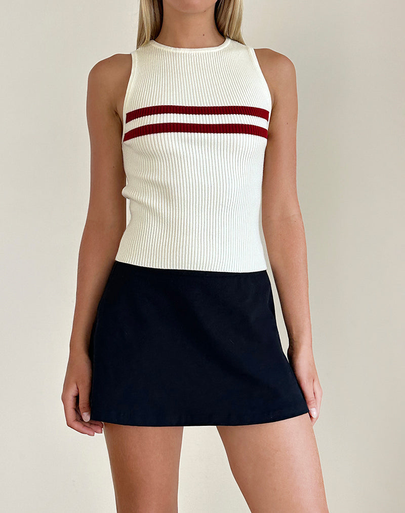 image of Bonisa Vest Top in Ivory with Red Stripes