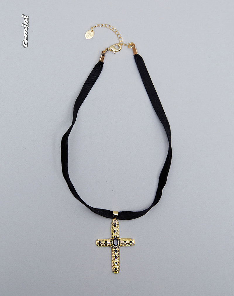 Imagen de Brooklyn Cross Choker Necklace de Gemini Jewels