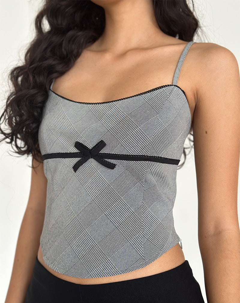 image of Canika Corset Top in Black and White Multi Check