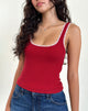 Image of Cartas Top in Adrenaline Red with Pink Lace