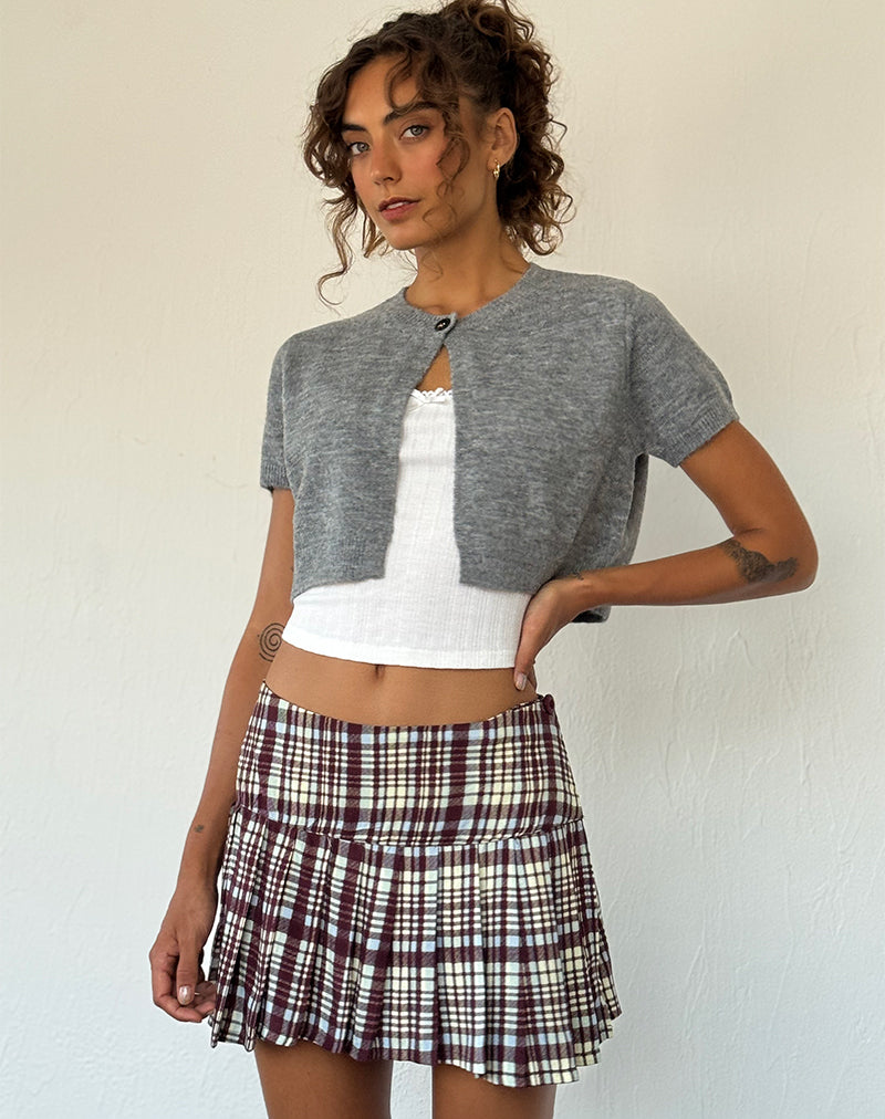 Image of Casini Pleated Mini Skirt in Multi Check Brown