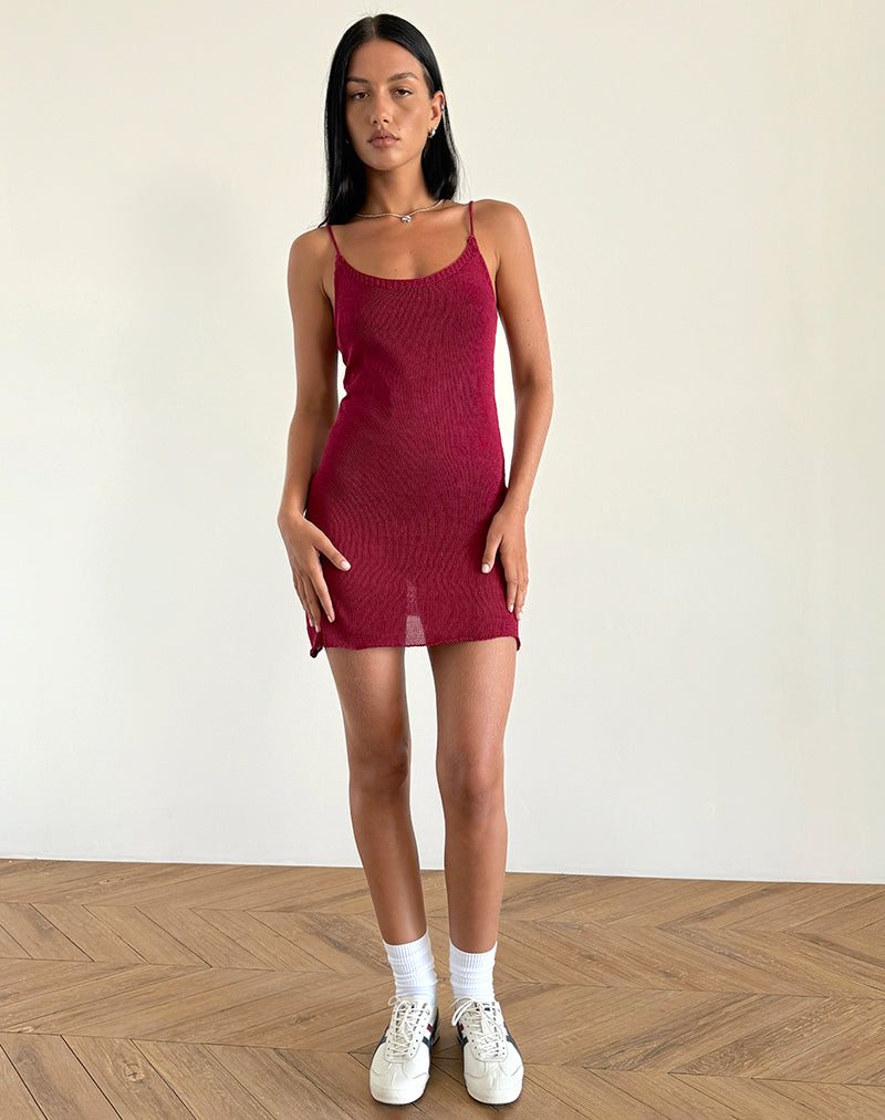 image of Chiara Mini Dress in Sheer Knit Red