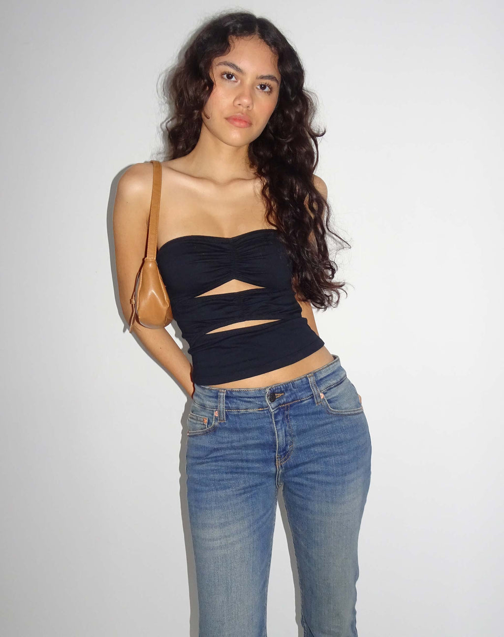 Dayu Bandeau Crop Top Negro