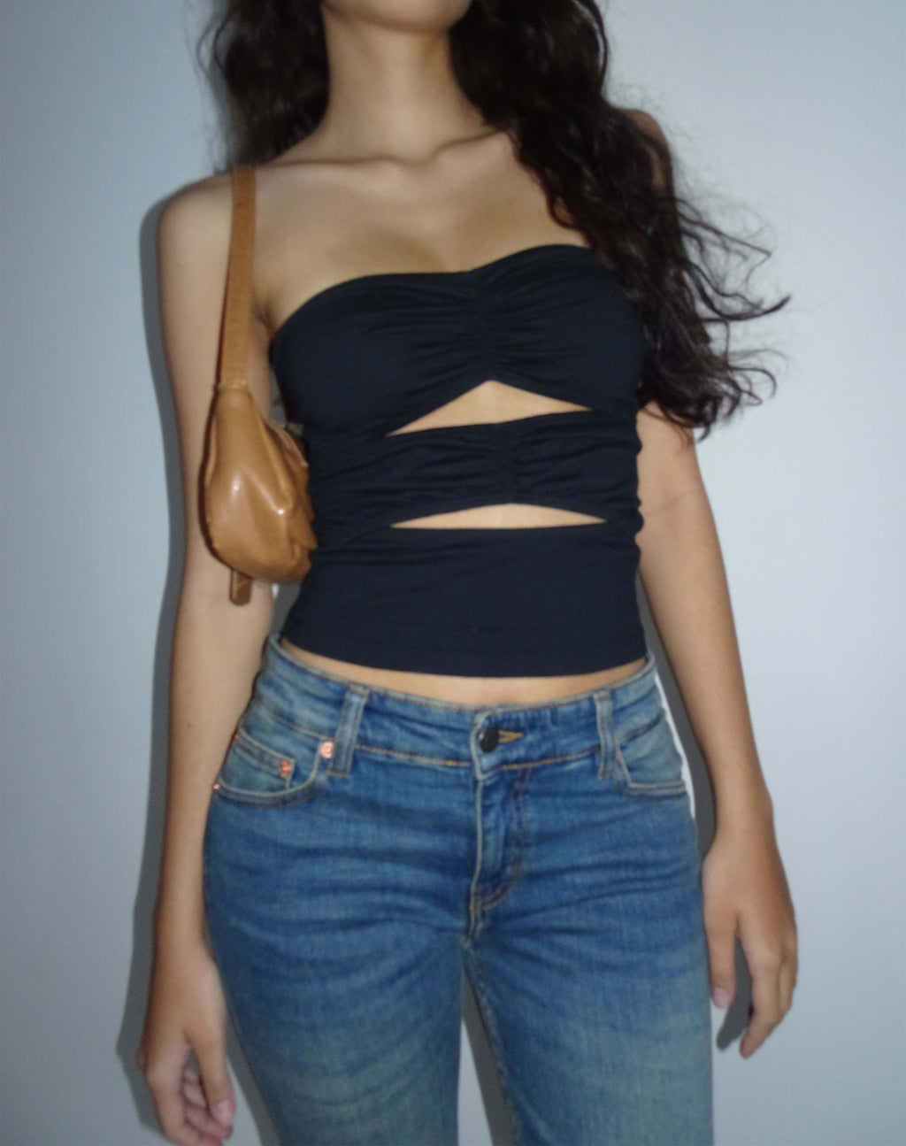 Dayu Bandeau Crop Top Negro