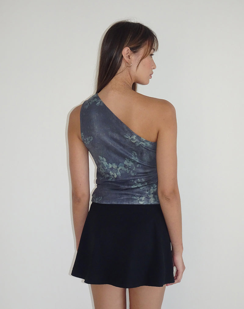 Image of Derse One Shoulder Top in Faded Botanical Green