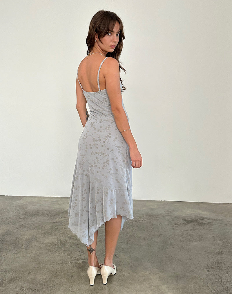 Image of Devon Midi Dress in Flock Chic Petals Grey