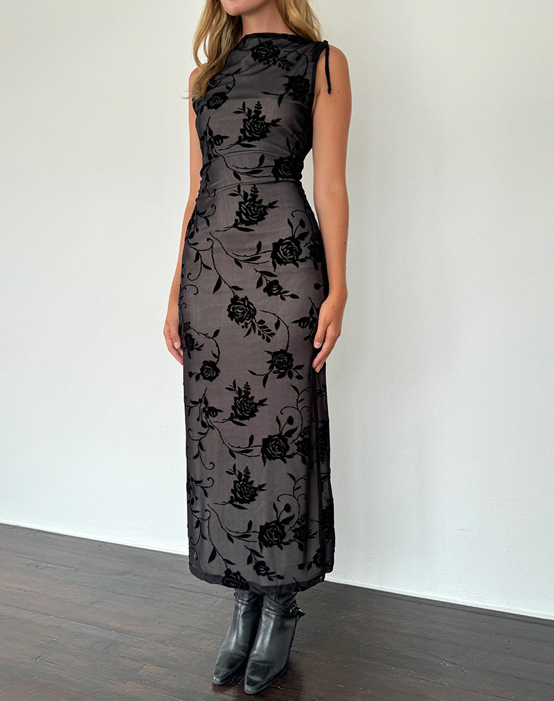 Imagen de Estoria Midi Dress Black Rose Flock