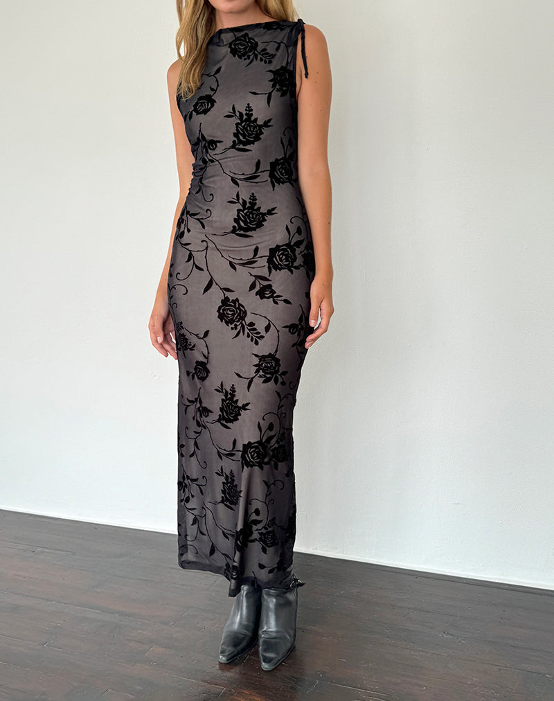 Imagen de Estoria Midi Dress Black Rose Flock