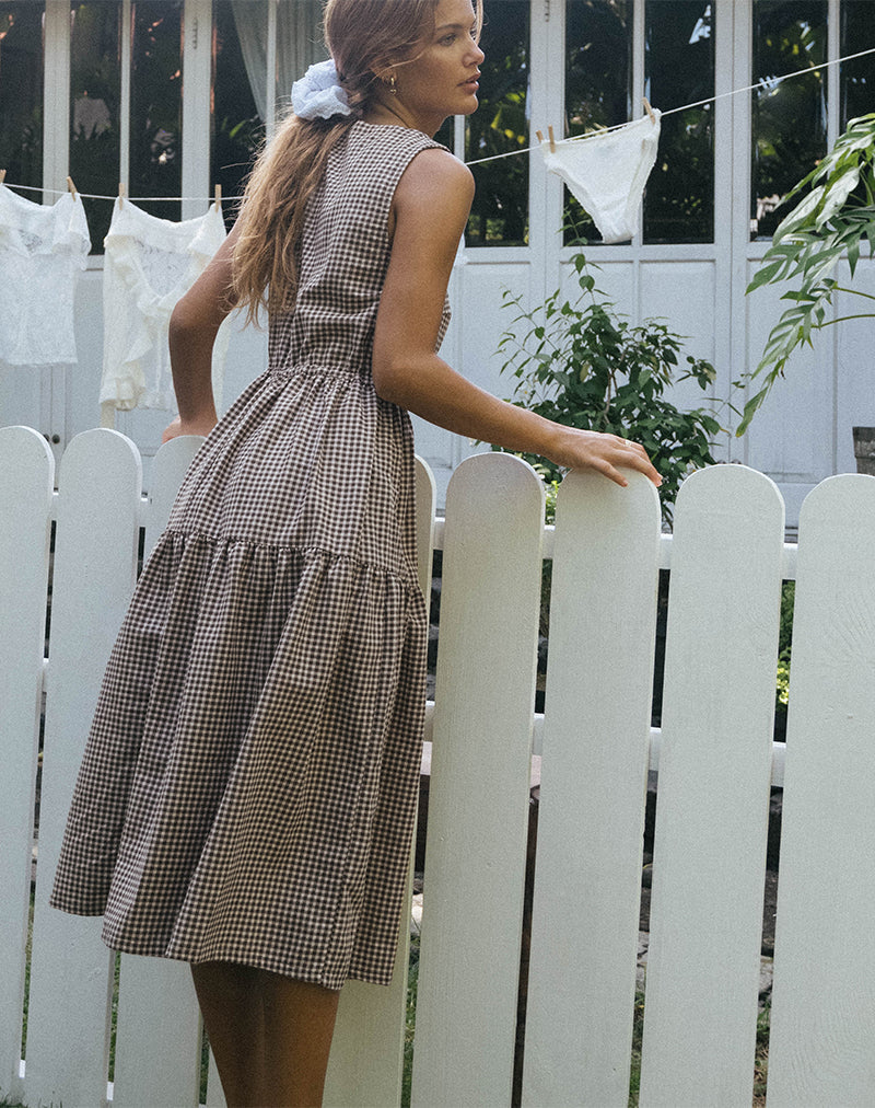 Image of Galuh Smock Dress in Mini Brown Gingham