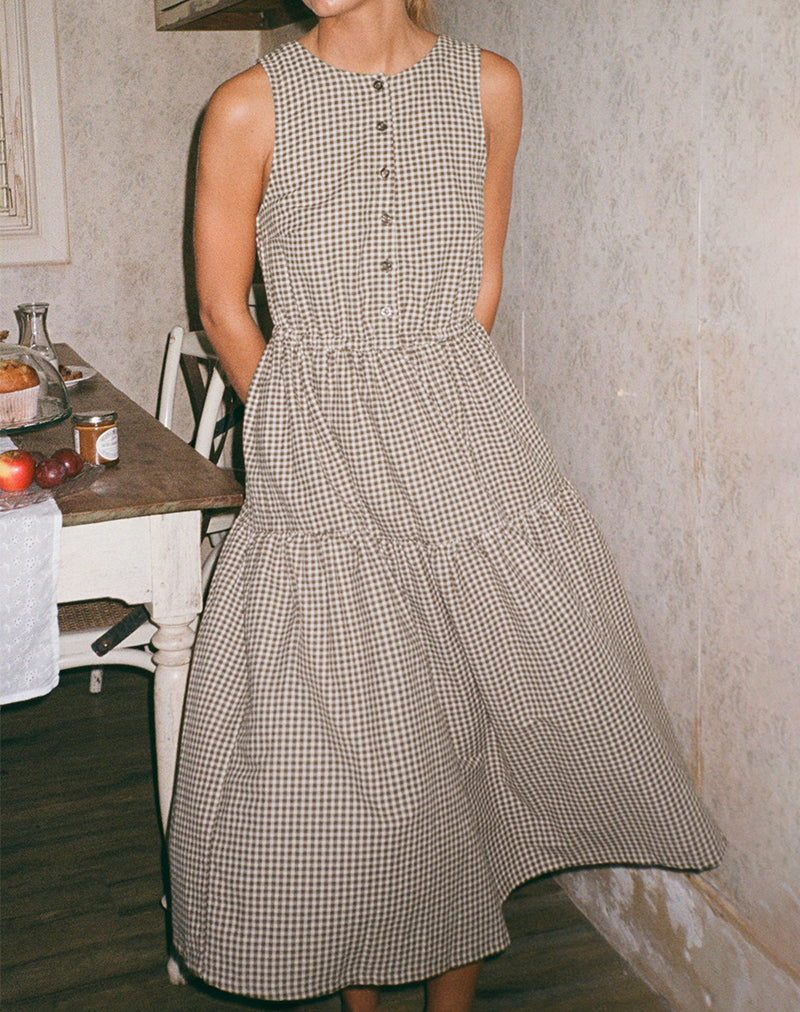 Image of Galuh Smock Dress in Mini Brown Gingham