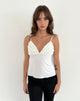 Image of Gio Ruffle Cami Top in Slinky Ivory