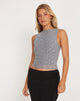 imagen de Hala Vest Top en Mesh Glitter Dot Frost Gray