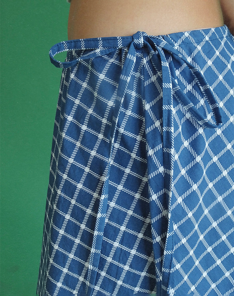 Image of Takara Midi Skirt in Navy Tartan Poplin