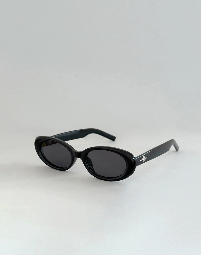 Image of Imbri Oval Sunglasses in Black with Star