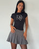 Imagen de Izzy Lace Trim Tee in Black Lace Up Heart Motif