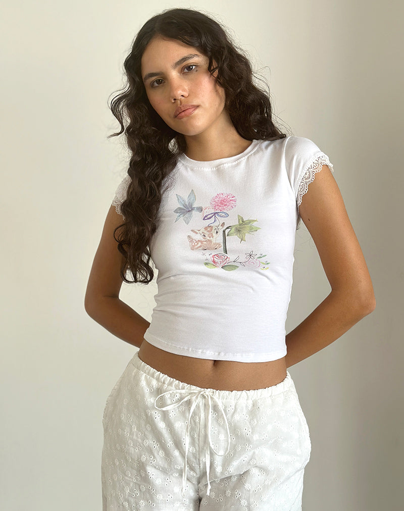 Image of Izzy Top in White Floral Bunch