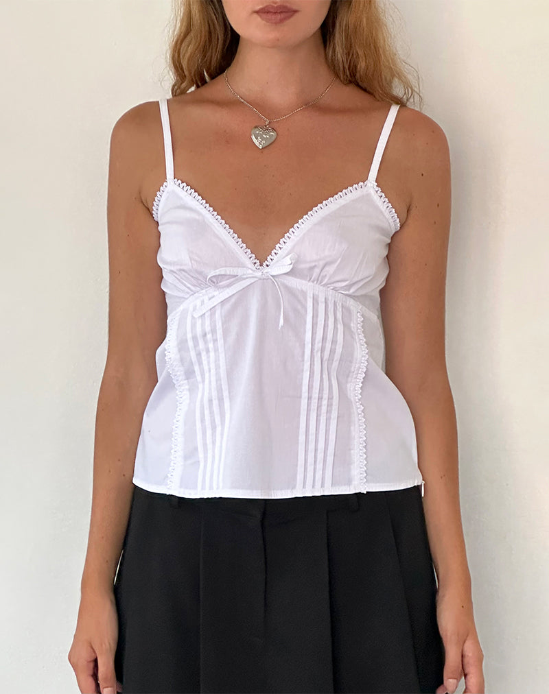 Jepuni Cami Top in White Poplin