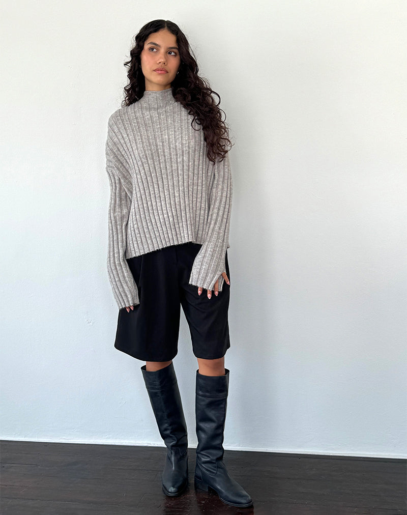 Image of Judah Oversized Chunky Rib Knit Jumper in Light Grey