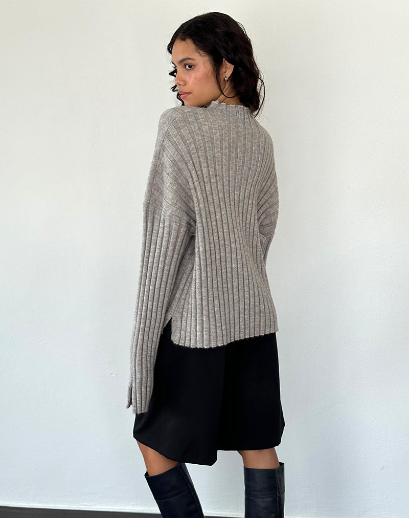 Image of Judah Oversized Chunky Rib Knit Jumper in Light Grey