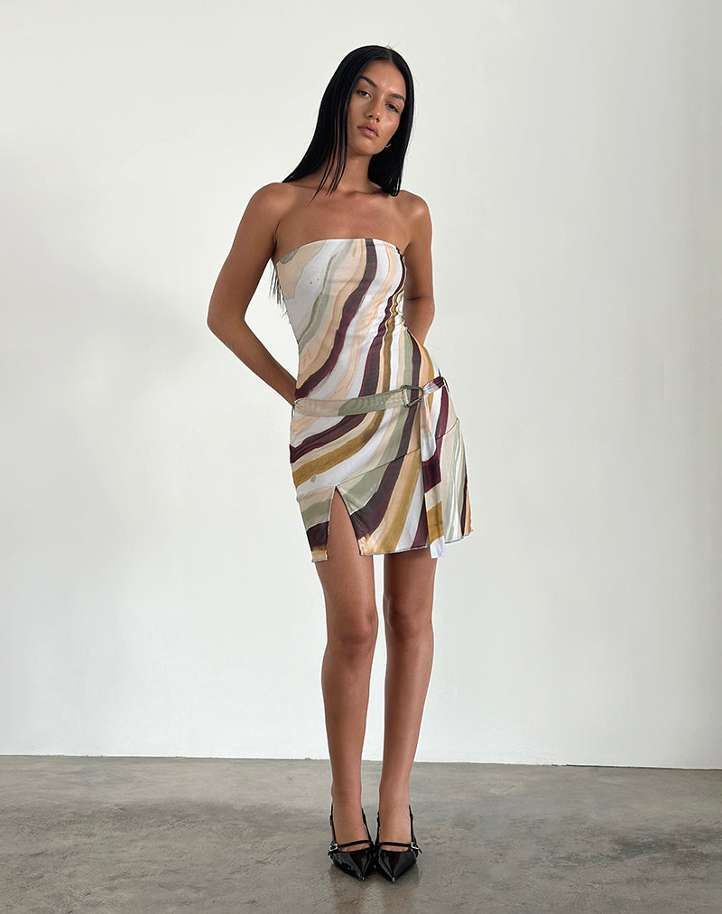 Image of Kevsra Bandeau Mini Dress in Mesh Wiggle Sunset