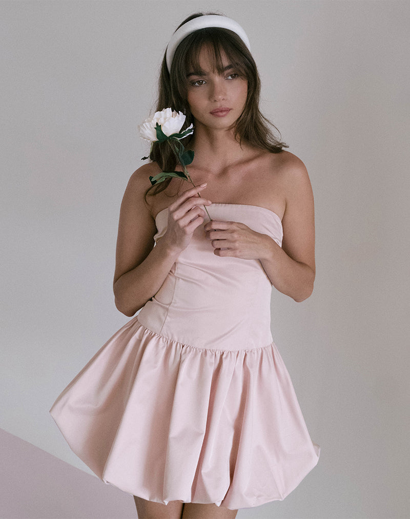 image of Krayofa Puffball Mini Dress in Baby Pink