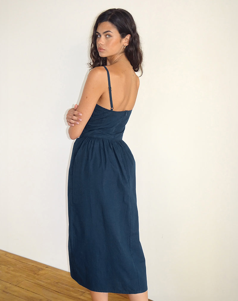 image of Krista Maxi Dress in Poplin Navy