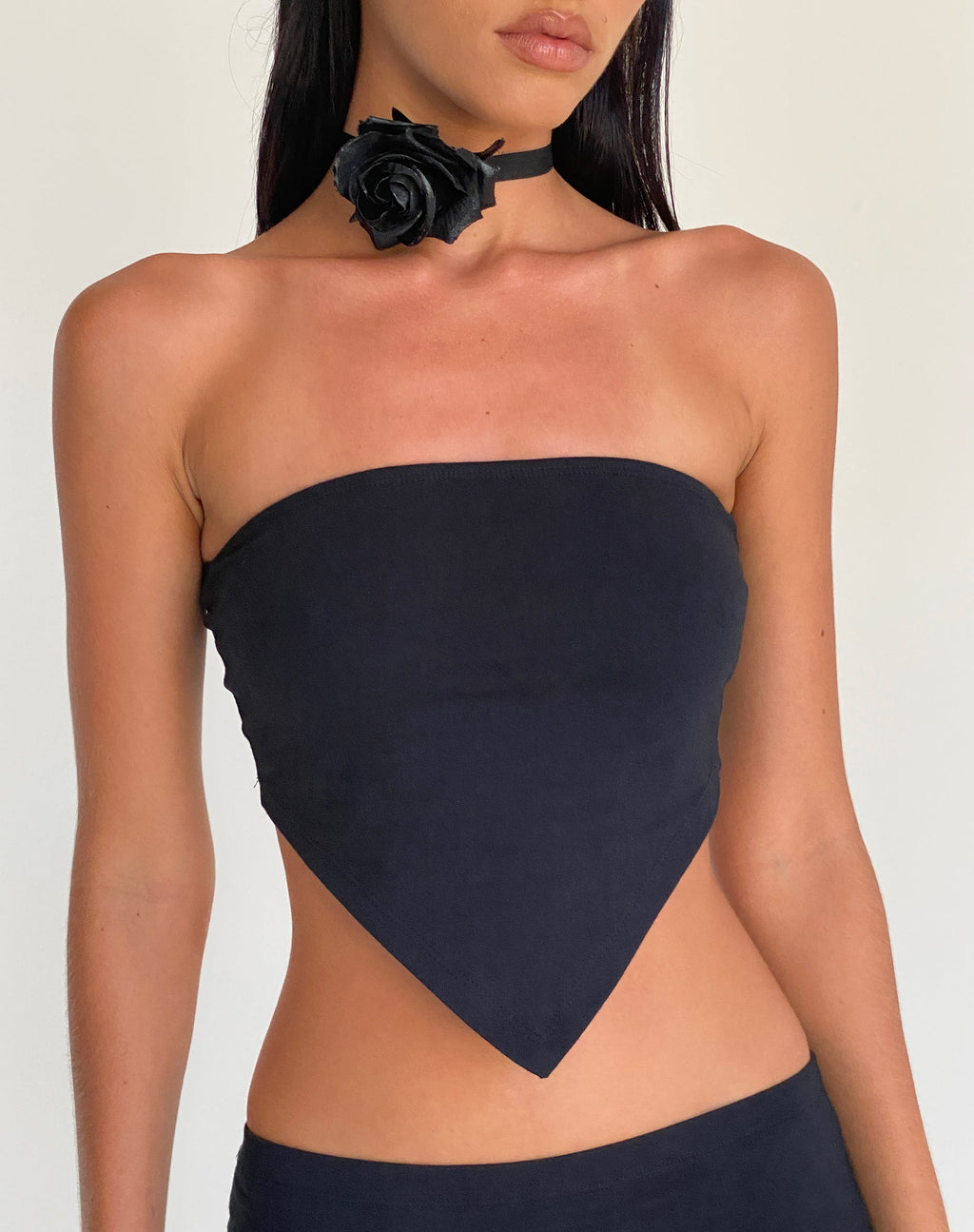 Ladshe Bandeau Top en Lycra Negro