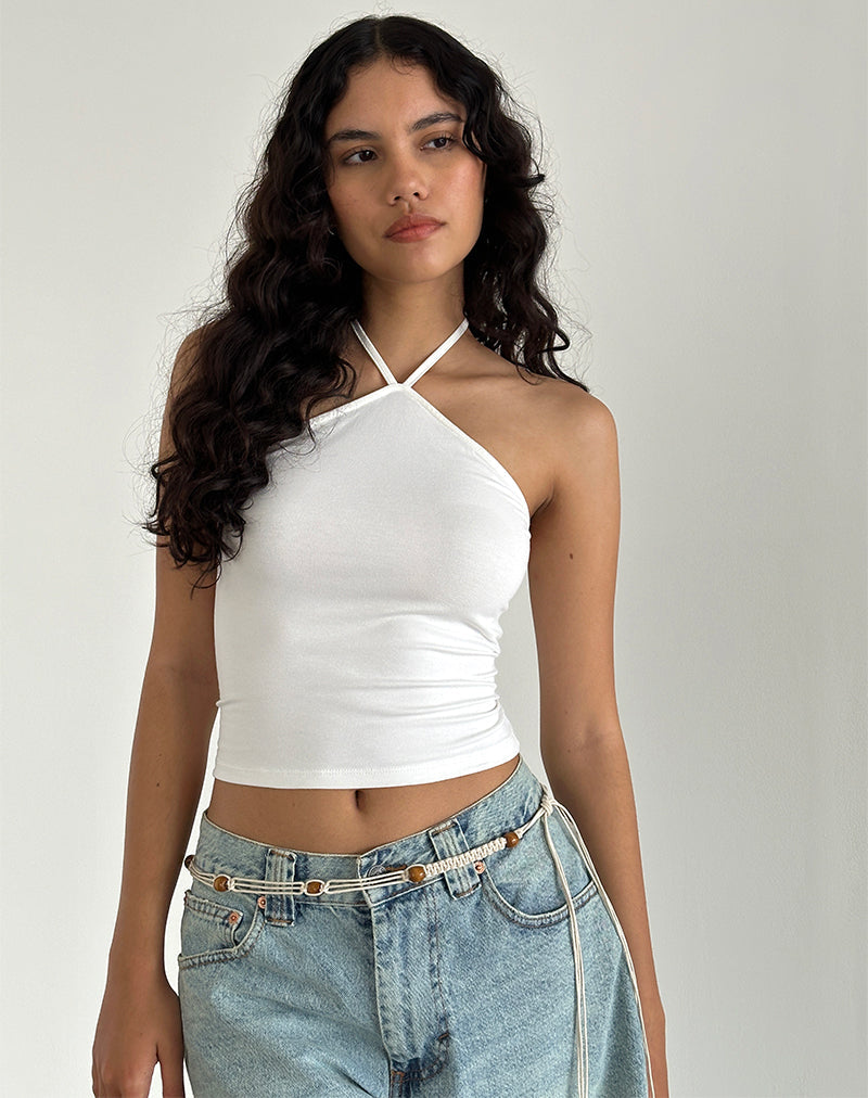 Image of Layti Halterneck Top in Off White