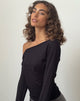 Imagen de Ledez Asymmetrical Slouchy Top en tejido Jersey negro