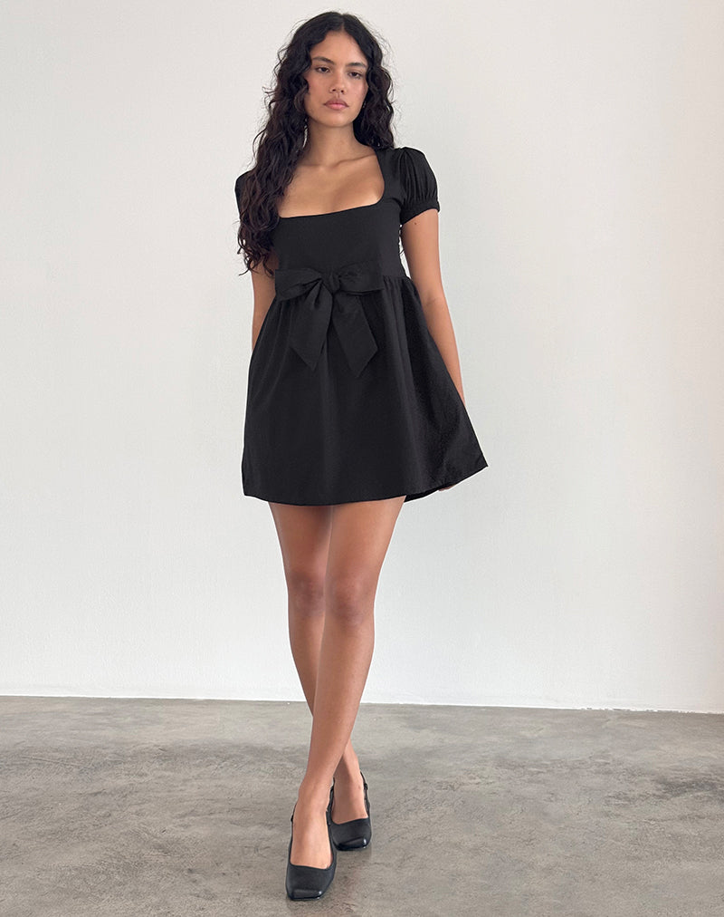 Image of Leshiana Mini Dress in Poplin Black