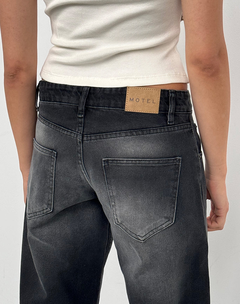 Image of Low Rise Parallel Jeans In Extreme Black Wash