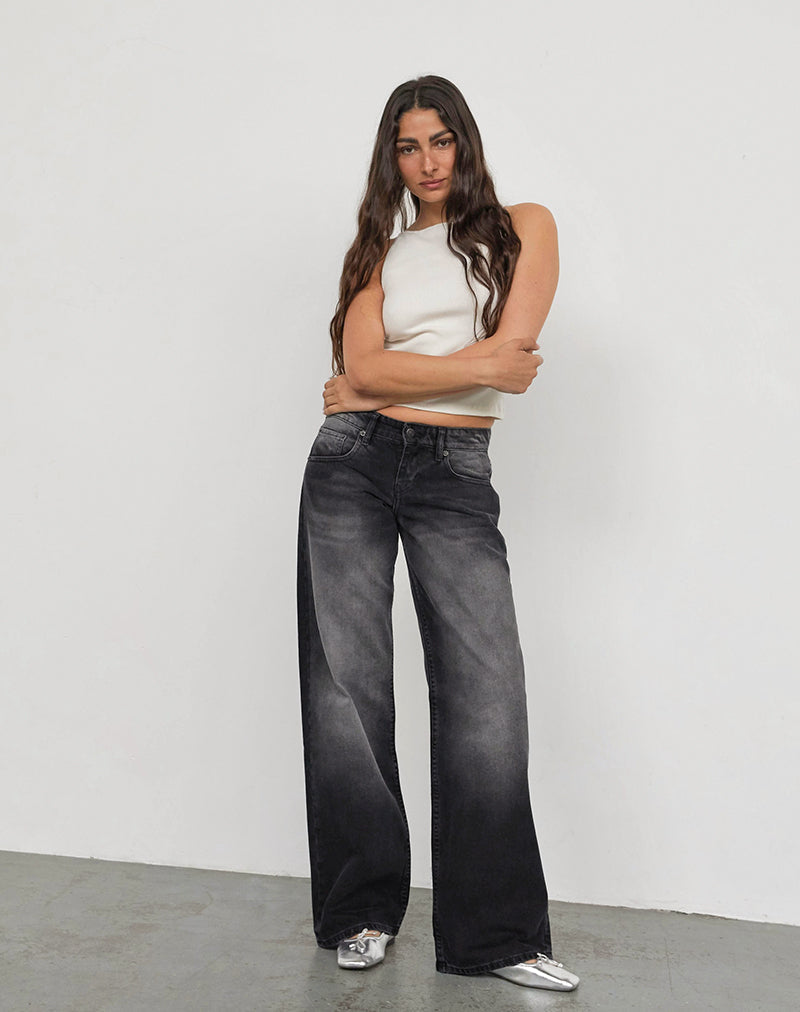 Image of Low Rise Parallel Jeans In Extreme Black Wash