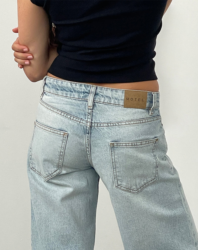 Image of Low Rise Parallel Jeans In Extreme Light Wash Blue