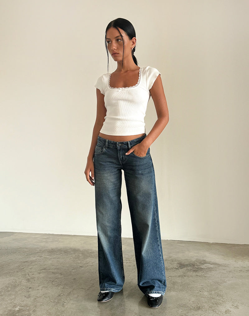 Image of Low Rise Parallel Jeans in Steel Blue