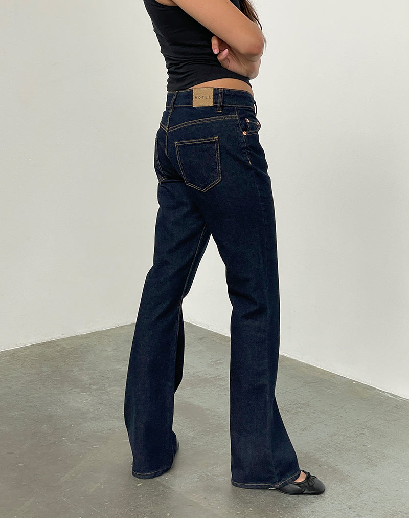 Image of Rigid Low Rise Flare Jeans In Indigo