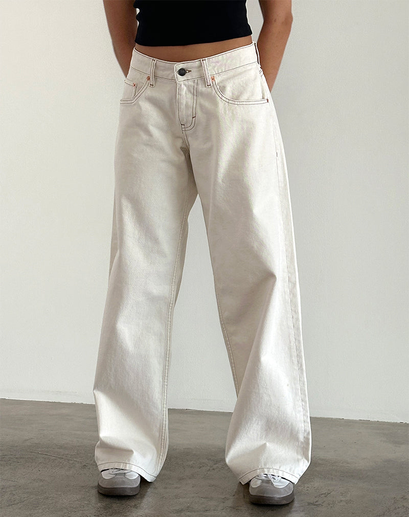 Image of Roomy Extra Wide Low Rise Jeans in Off White