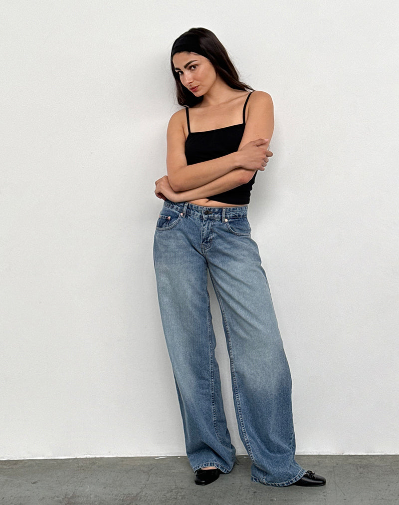 Image of Roomy Extra Wide Low Rise Jeans in Powder Blue