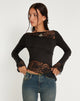 imagen de Lucca Long Sleeve Top in Lace Black