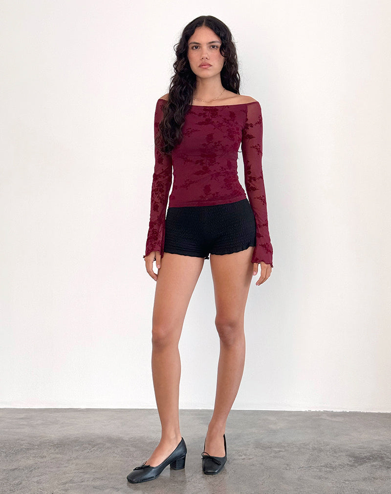 Image of Lutana Top in Botanical Flower Maroon