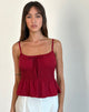 Image of Lyncia Tie Front Cami Top in Adrenaline Red