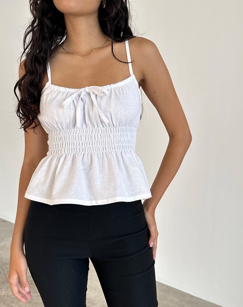 image of Lyncia Tie Front Cami Top in Off White