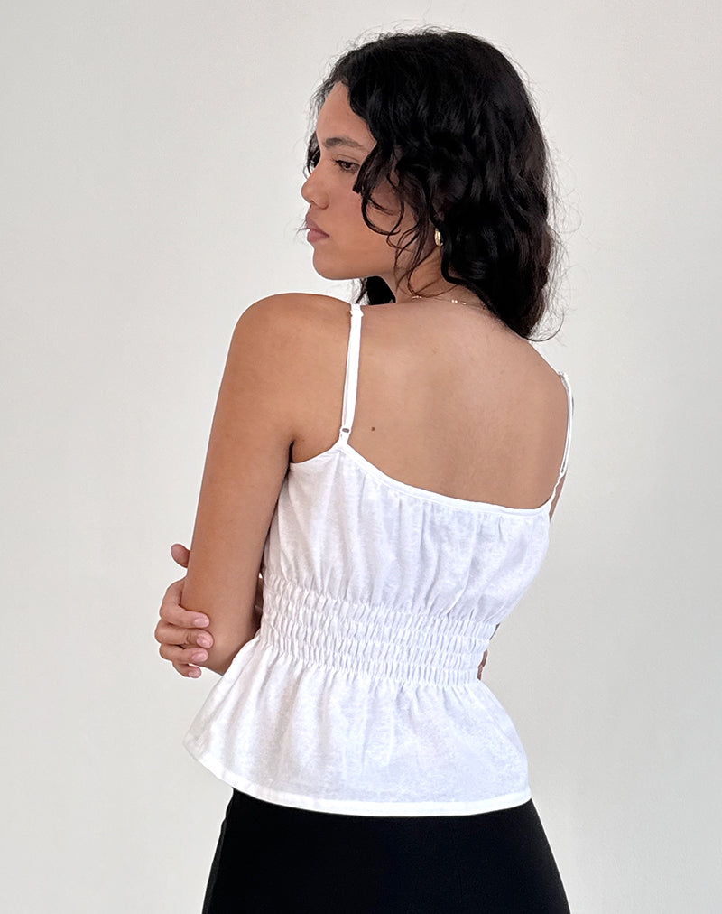 image of Lyncia Tie Front Cami Top in Off White