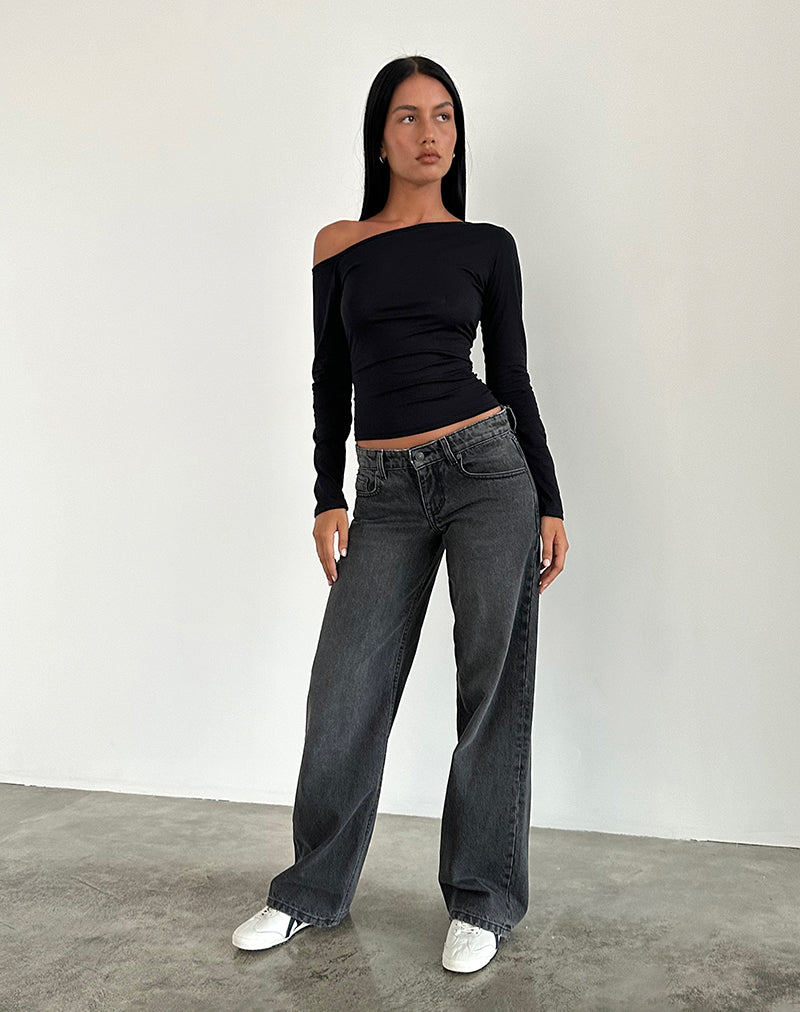Imagen de Low Rise Parallel Jeans en gris negro lavado