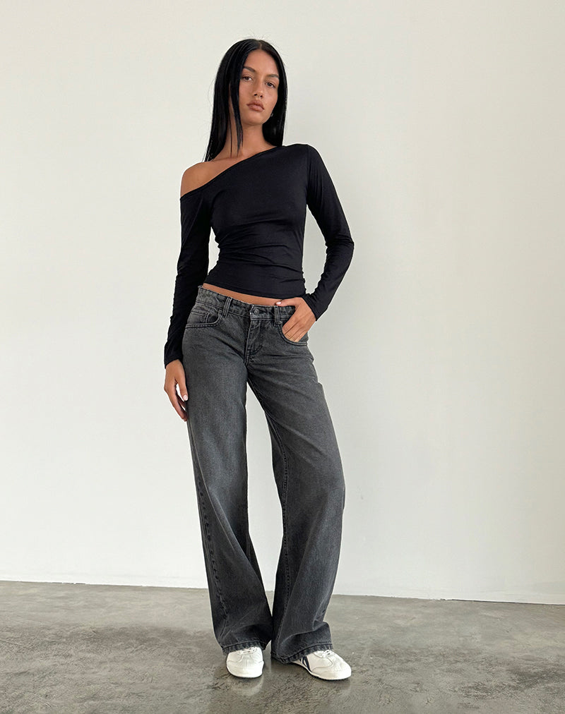 Imagen de Low Rise Parallel Jeans en gris negro lavado